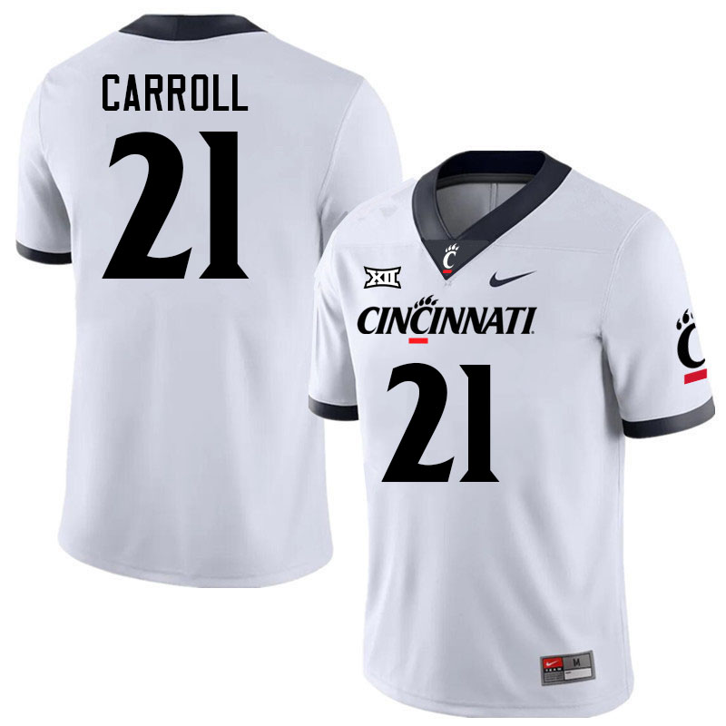 Cincinnati Bearcats #21 Kalen Carroll Big 12 Conference College Football Jerseys Stitched Sale-White